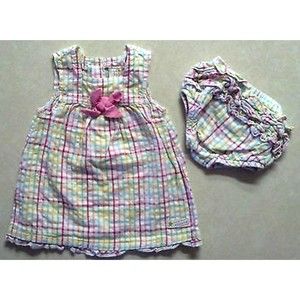 Girl's Size 3-6 M Month White & Pastel Colored 2 Piece Top & Bloomer Set Absorba